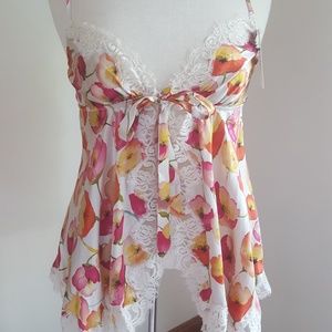 NWT Badgley Mischka silk lingerie w/ thong L